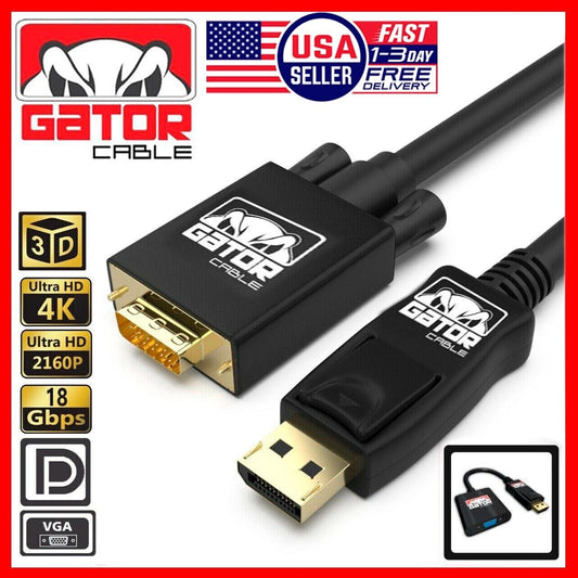 Display Port to VGA Cable Adapter Converter Video HDTV PC Monitor Desktop Laptop