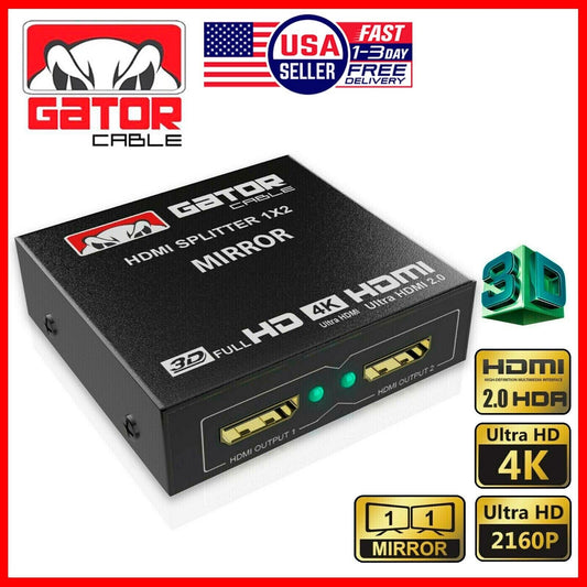 HDMI 2.0 Cable Repeater Mirror Amplifier Duplicator 4K HDTV Monitor 1 In 2 Out