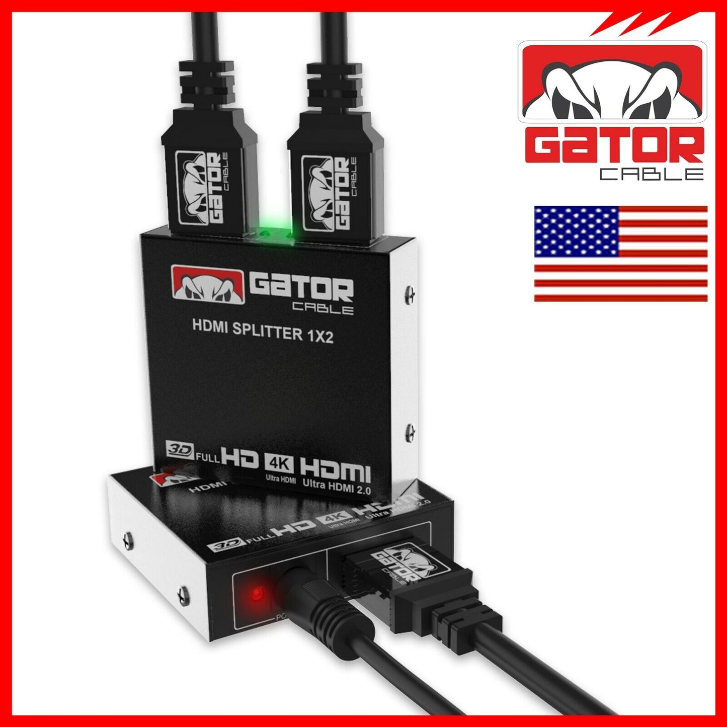 HDMI 2.0 Cable Repeater Mirror Amplifier Duplicator 4K HDTV Monitor 1 In 2 Out
