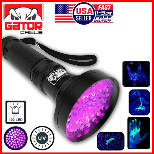 UV Ultraviolet Light 100 LED Flashlight BlackLight 395nM Inspection Lamp Torch
