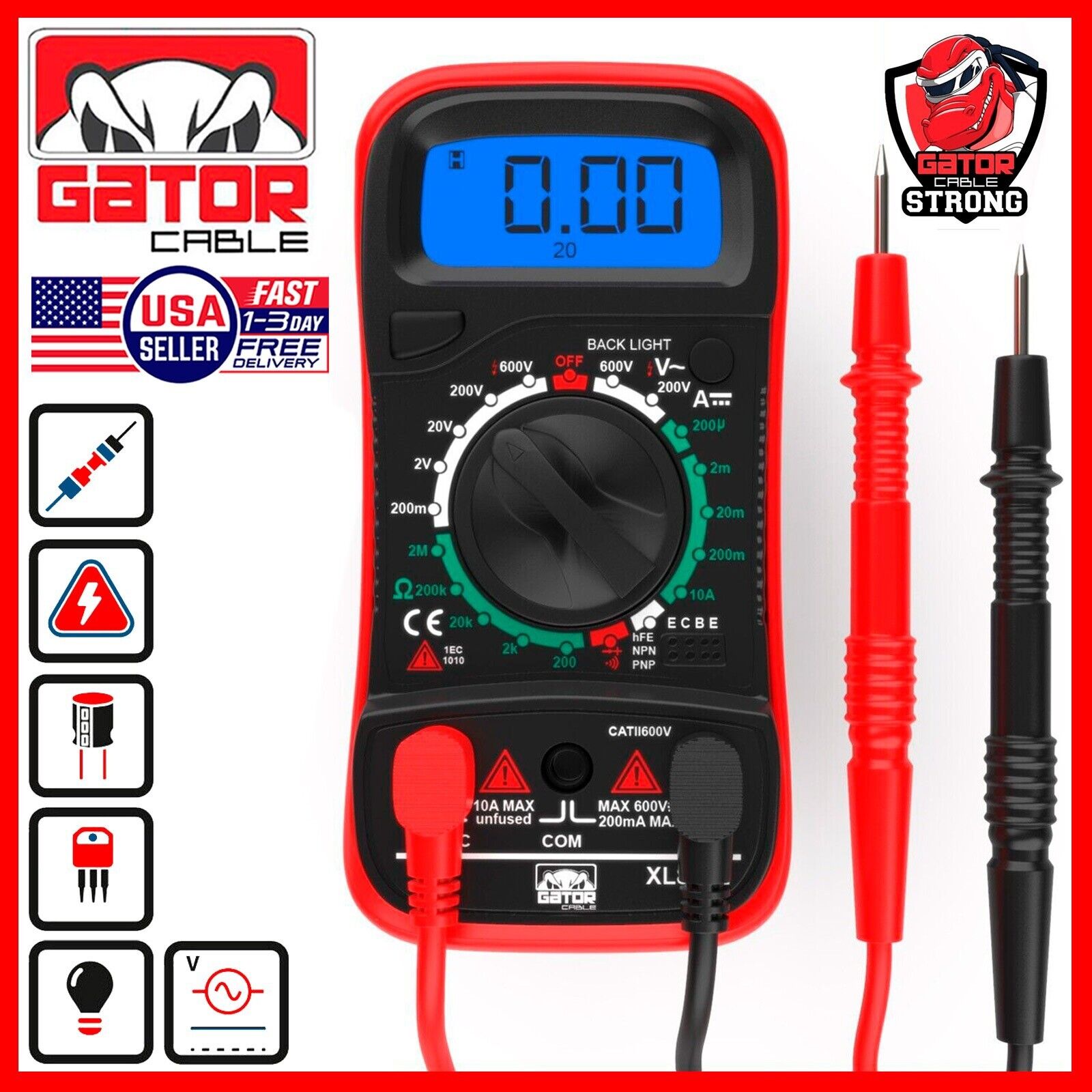 Digital Multimeter AC DC Voltmeter Ammeter Ohmmeter Volt Tester Meter ...