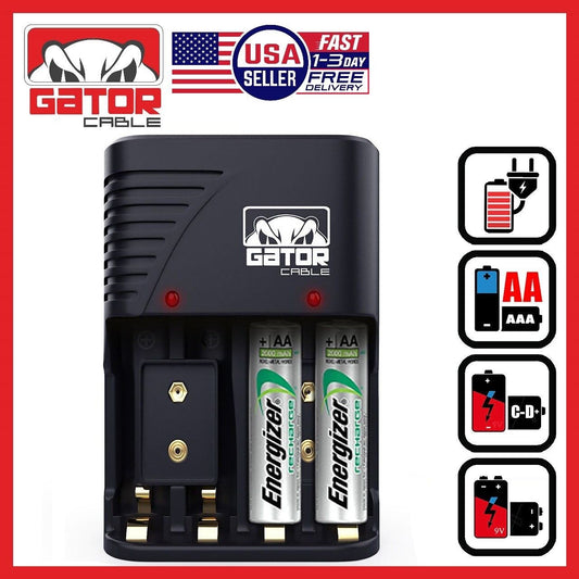 Universal Batteries Charger AA AAA 9V NiMH NiCD Rechargeable Batteries Plug-In