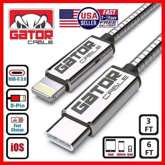 USB-C Fast Charger Cable PD 20W For iPhone 7 8 X 11 12 13 14 Pro Max Plus Metal