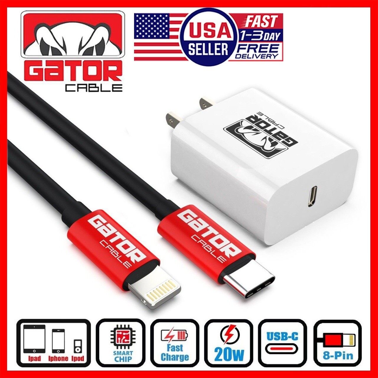 USB-C Charge Cable PD 20W Wall Charger For iPhone 8 X XR XS 11 12 13 14 Pro Max