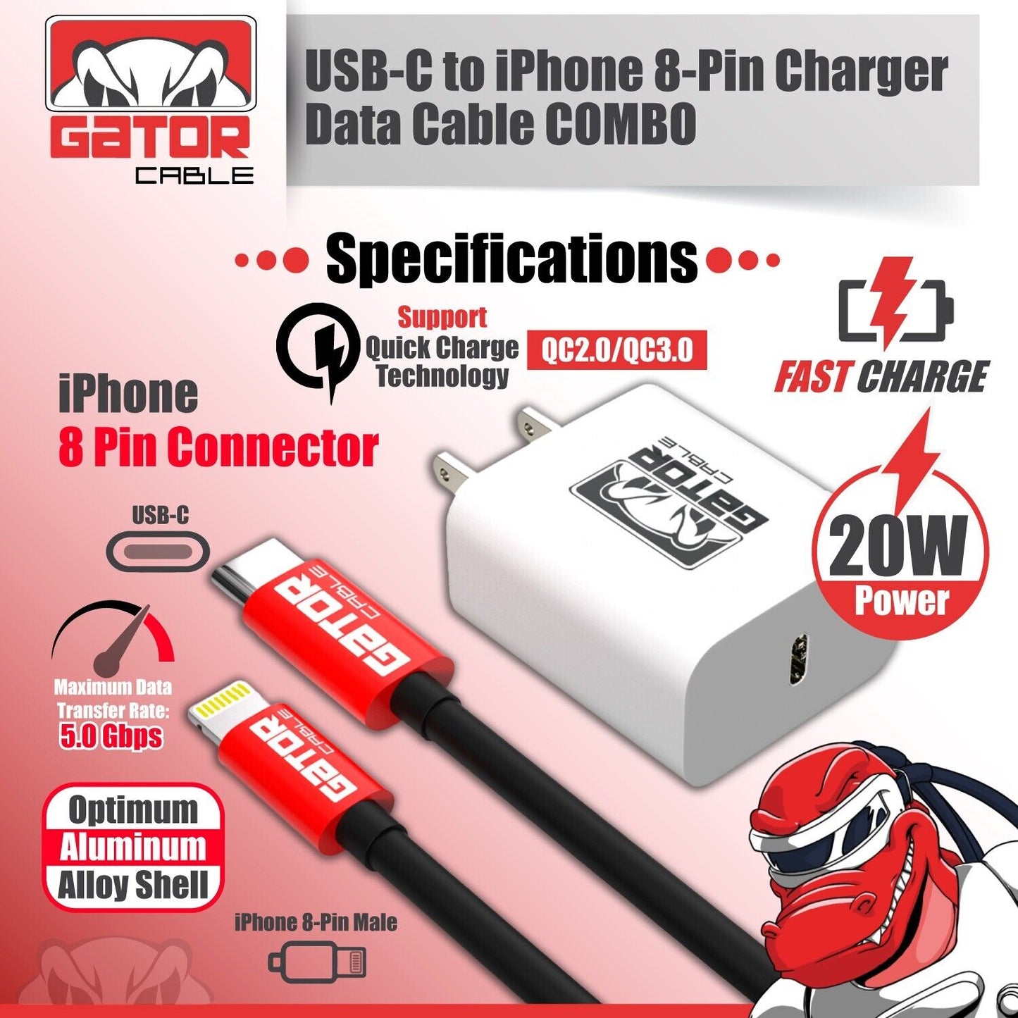 USB-C Charge Cable PD 20W Wall Charger For iPhone 8 X XR XS 11 12 13 14 Pro Max