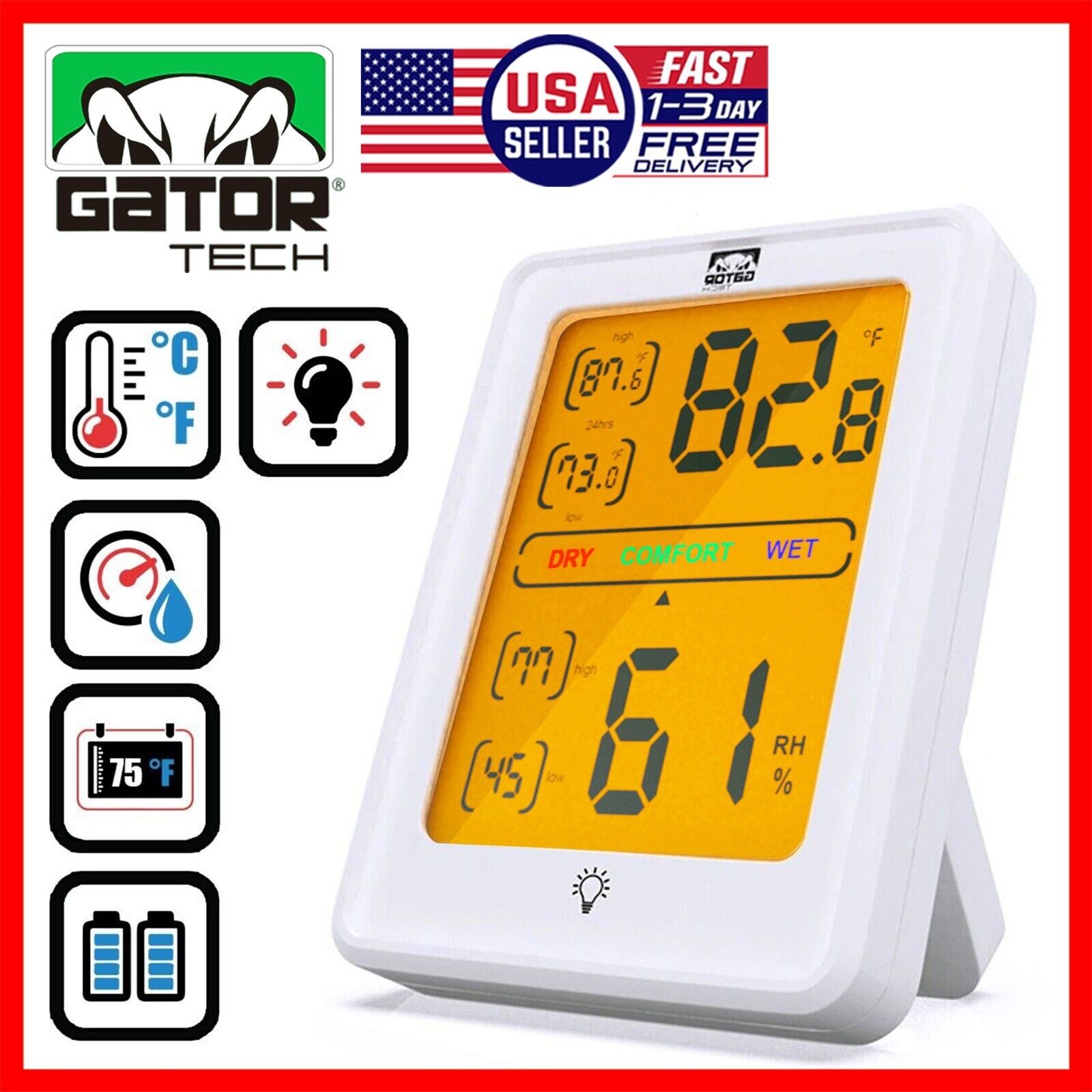 Digital LCD Indoor Thermometer Hygrometer Room Humidity Meter Magnetic ...