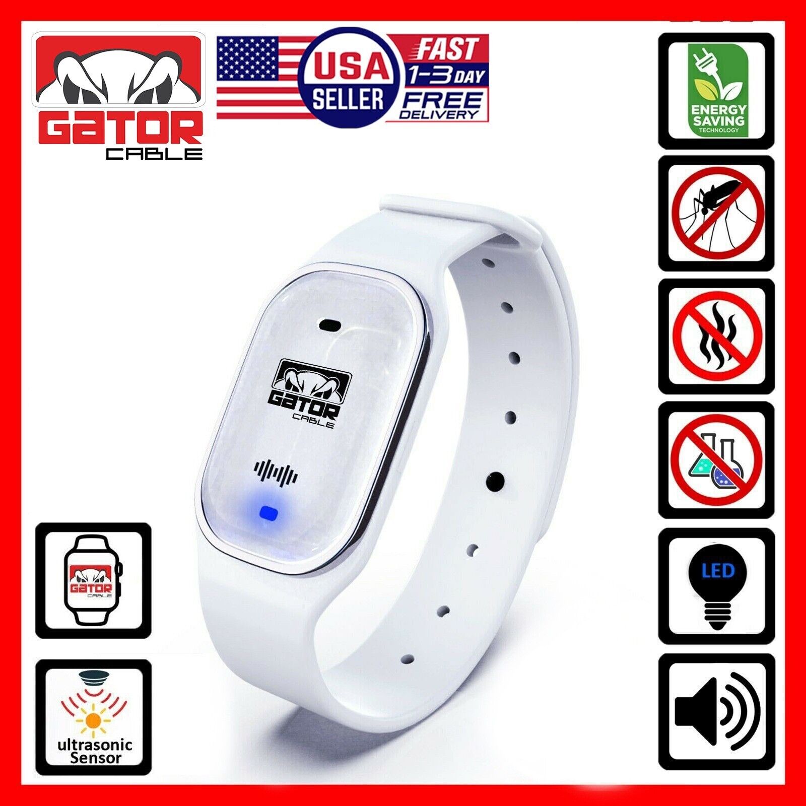 Ultrasonic Anti Mosquito Insect Pest Bugs Repellent Repeller Wrist Bra ...