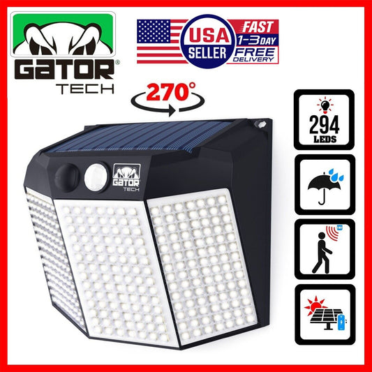 Solar Power 294 LED PIR Motion Sensor Outdoor Security Garden Wall Lamp Light
