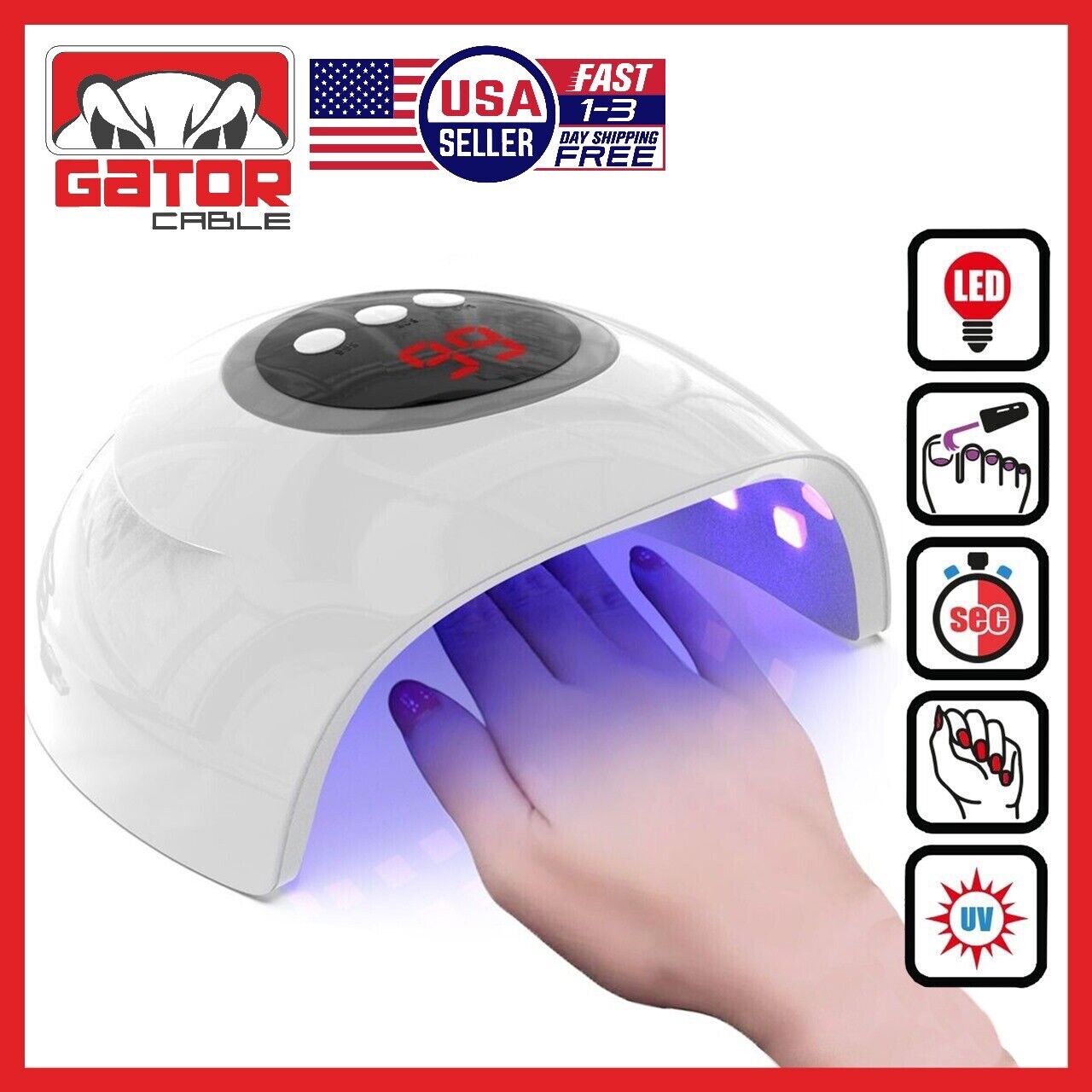 Ultraviolet UV Light LED Nail Gel Polish Dryer Lamp Manicure Curing Machine 54W