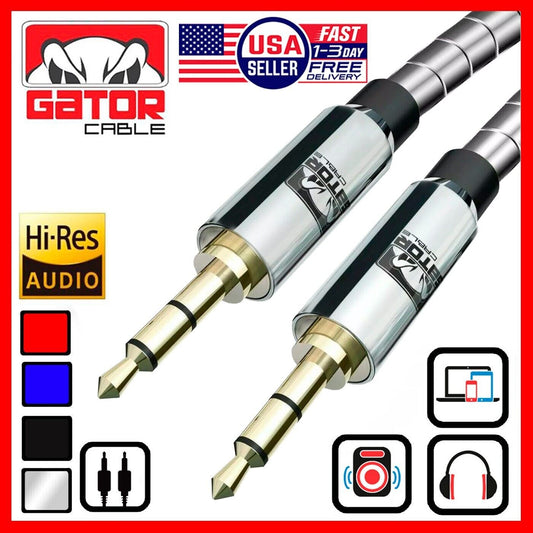 AUX 3.5mm Male to Male Audio Cable For iPhone Samsung Phone All Full Metal 3FT