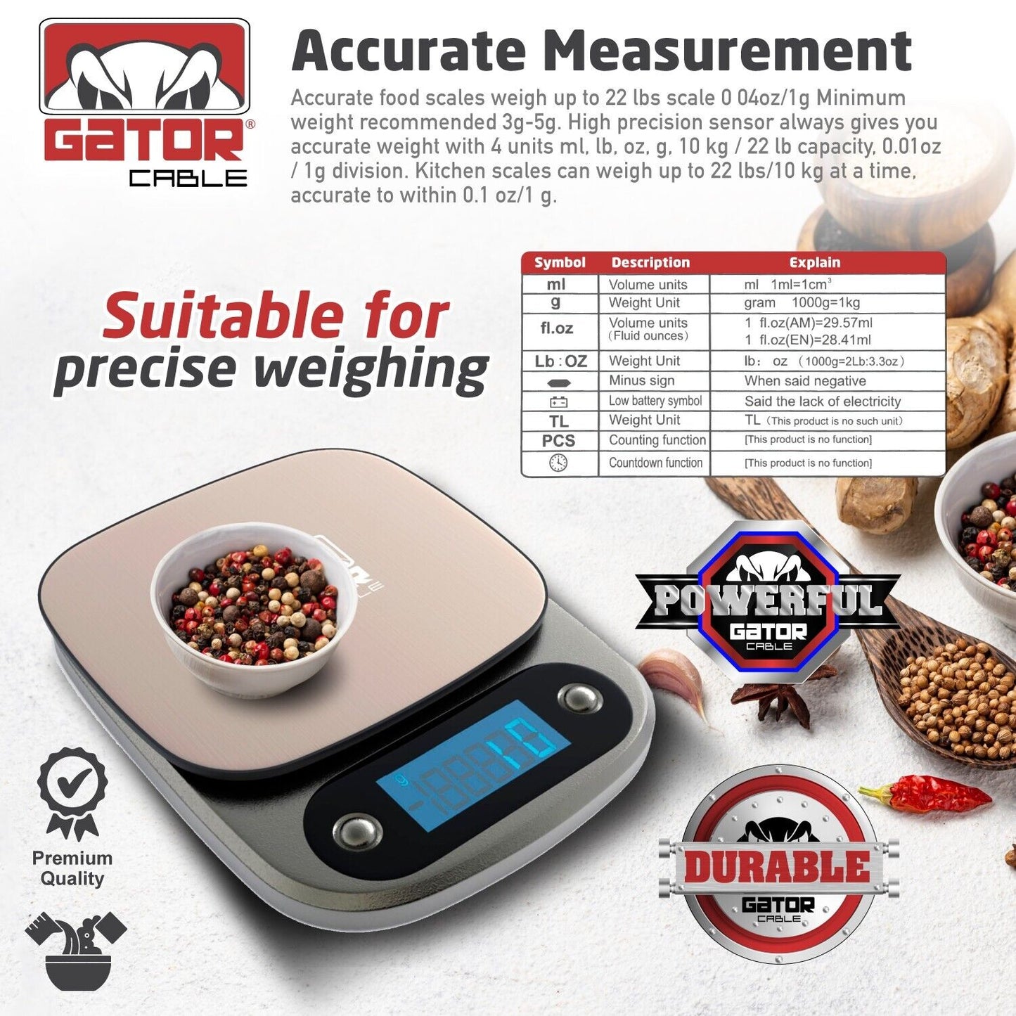 Digital Kitchen Scale Food Diet Multifunction Weight Balance 10,000g 22lb x 1g
