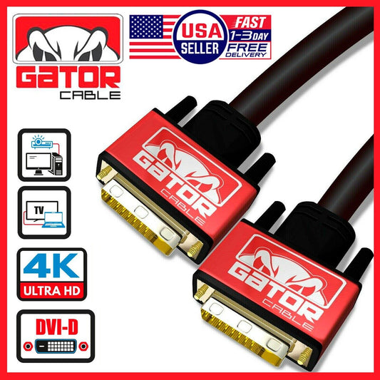 DVI-D to DVI-D Cable Dual Link 24+1 Male Video Cable Adapter Gold Plated 6FT