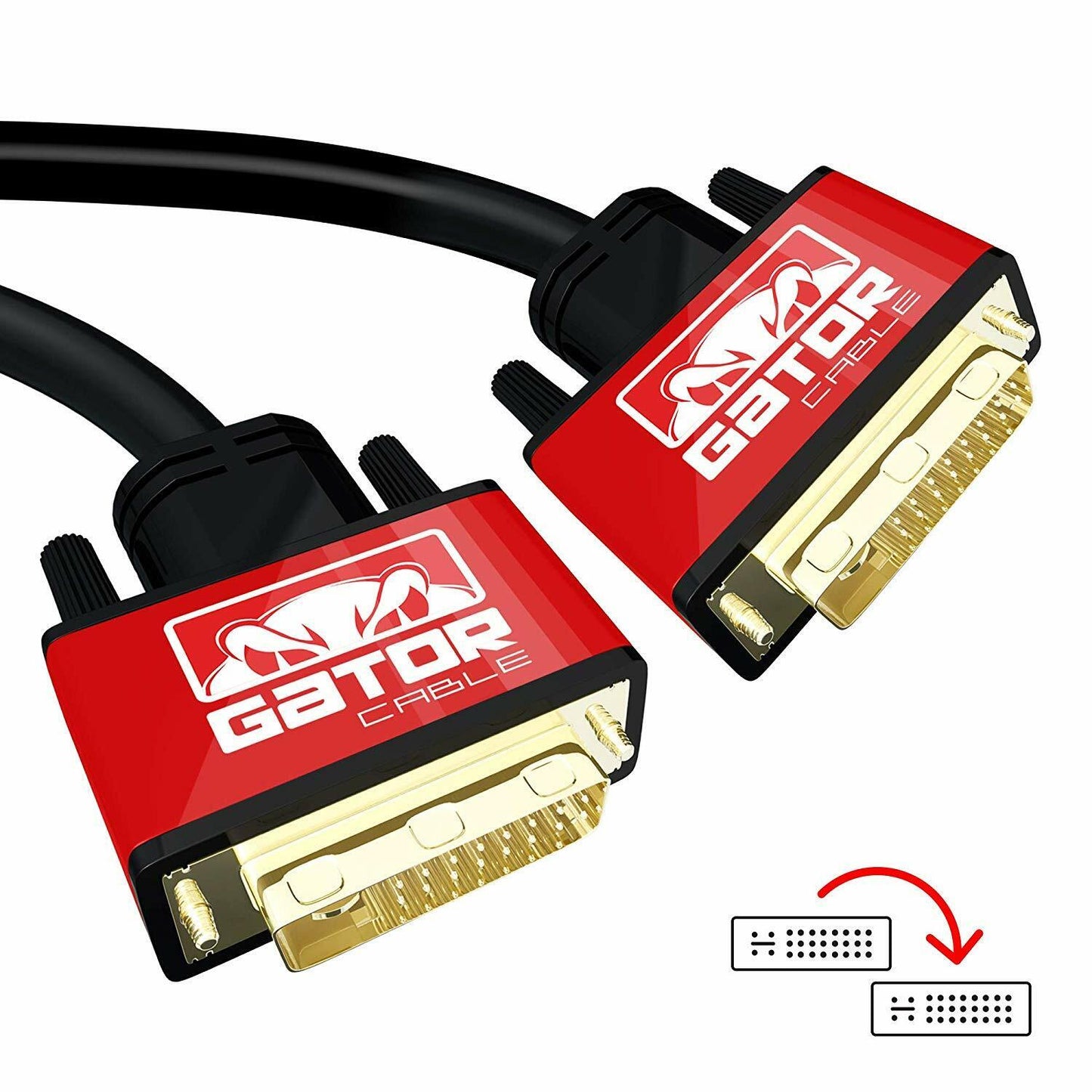 DVI-D to DVI-D Cable Dual Link 24+1 Male Video Cable Adapter Gold Plated 6FT