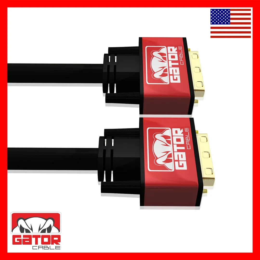 DVI-D to DVI-D Cable Dual Link 24+1 Male Video Cable Adapter Gold Plated 6FT