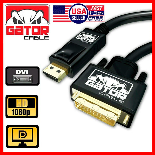 Display Port to DVI-D 24+1 Dual Link Video Cable 1080P Adapter Gold Plated PC