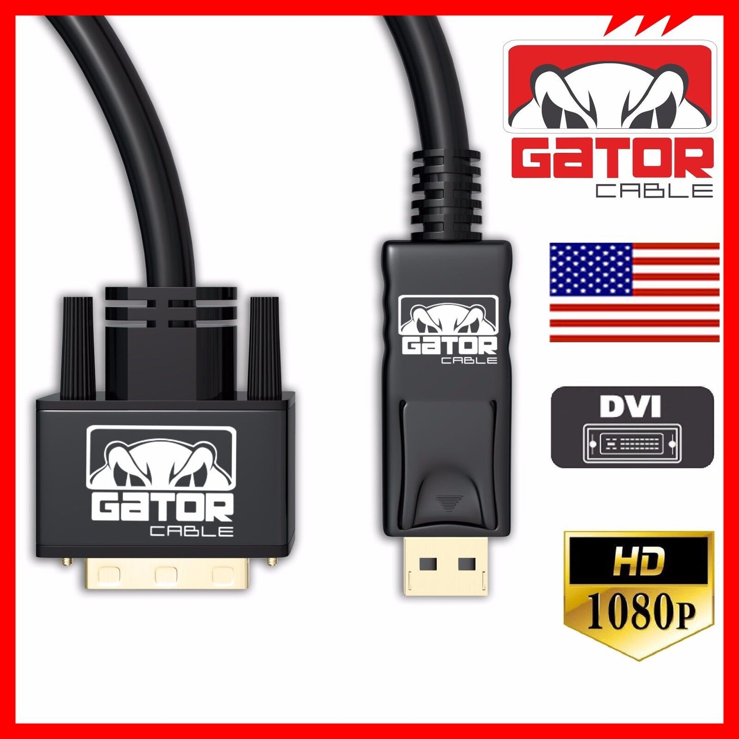 Display Port to DVI-D 24+1 Dual Link Video Cable 1080P Adapter Gold Plated PC