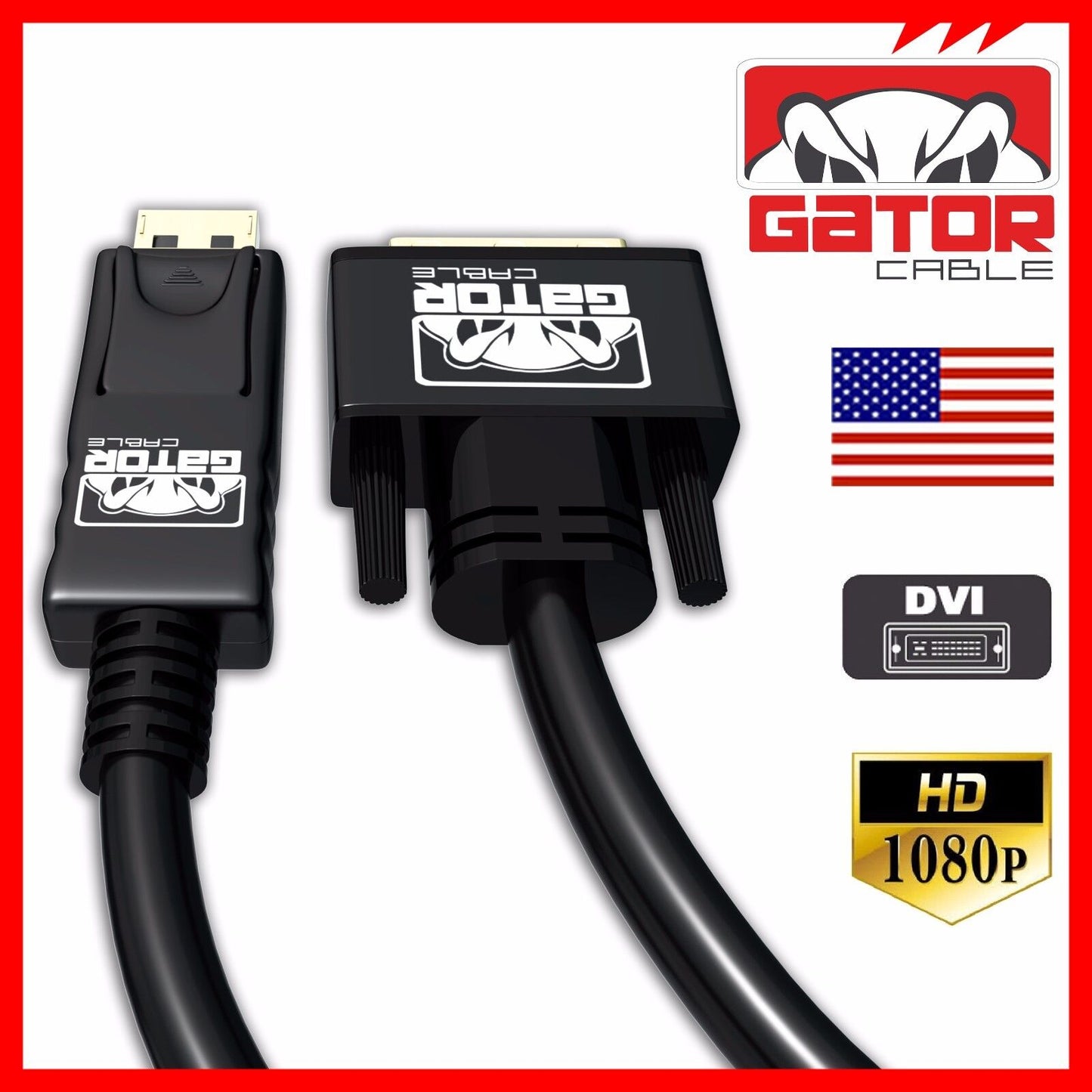 Display Port to DVI-D 24+1 Dual Link Video Cable 1080P Adapter Gold Plated PC