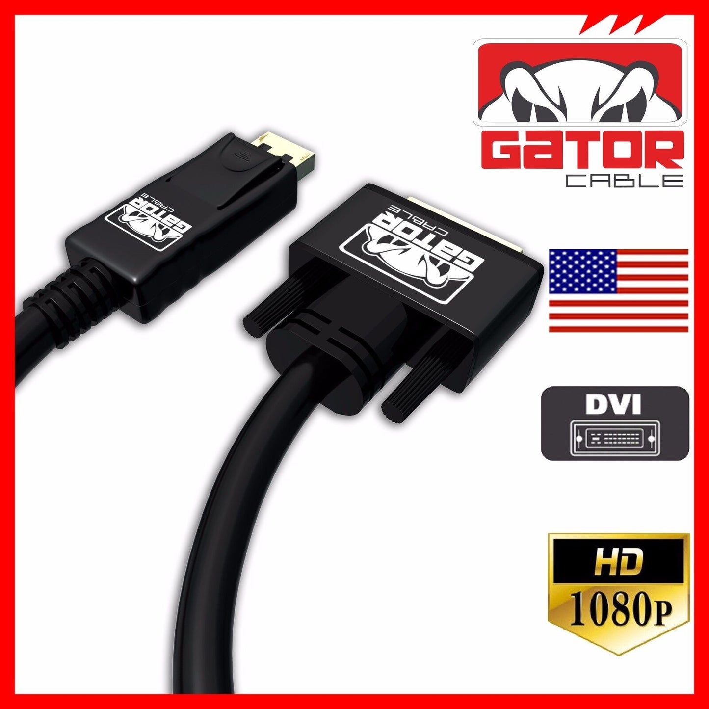 Display Port to DVI-D 24+1 Dual Link Video Cable 1080P Adapter Gold Plated PC