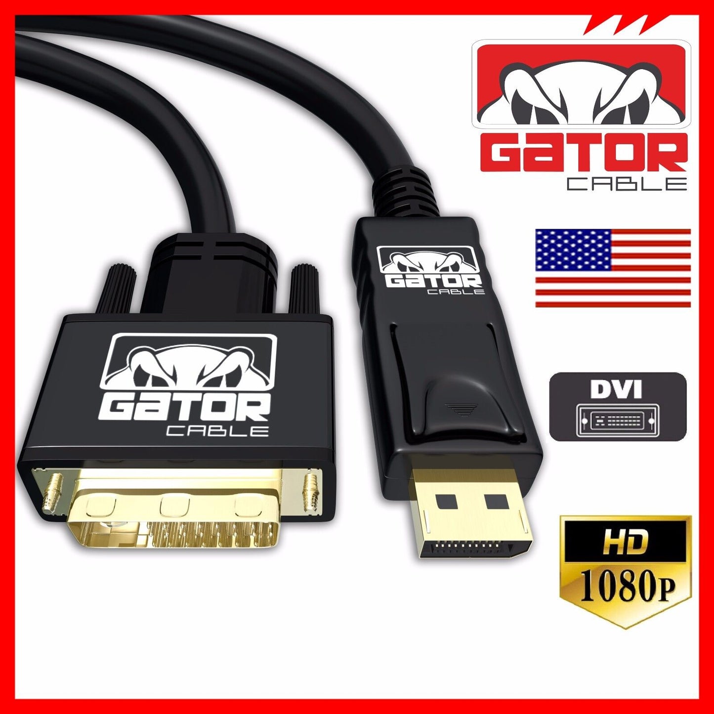 Display Port to DVI-D 24+1 Dual Link Video Cable 1080P Adapter Gold Plated PC