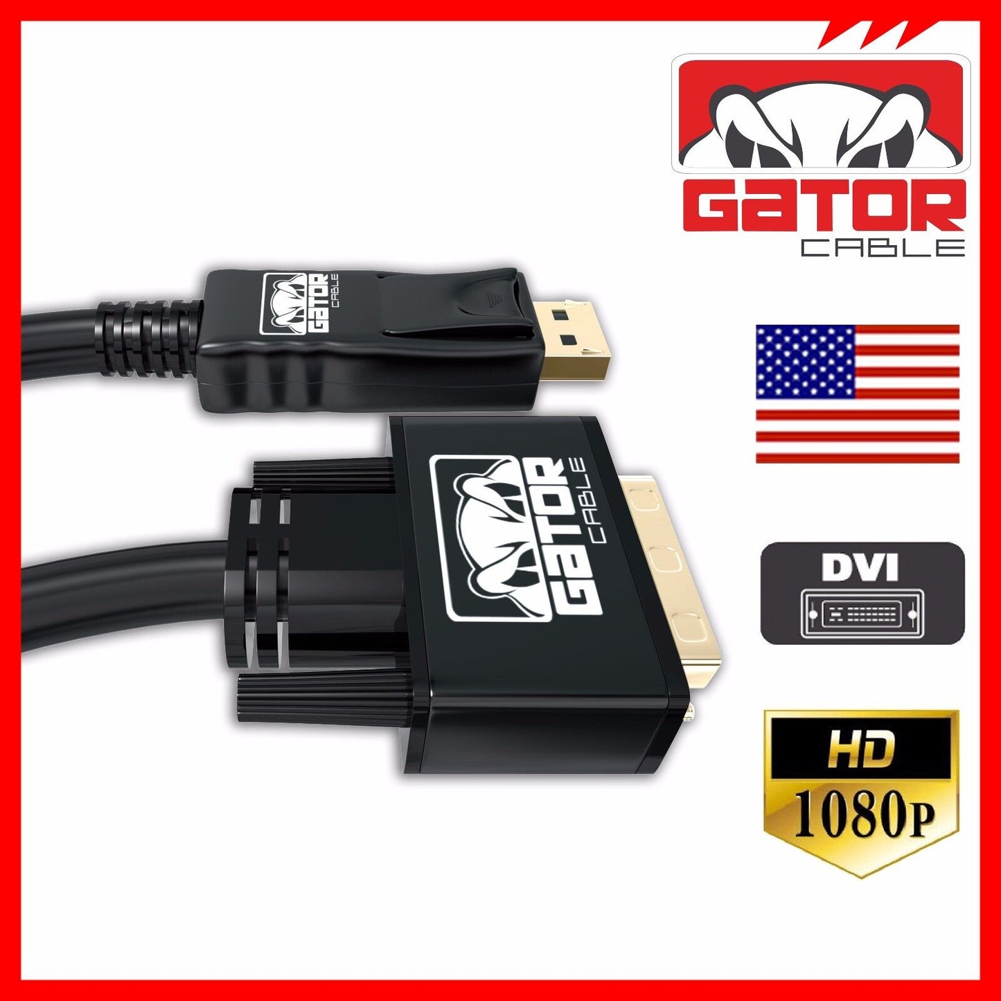 Display Port to DVI-D 24+1 Dual Link Video Cable 1080P Adapter Gold Plated PC