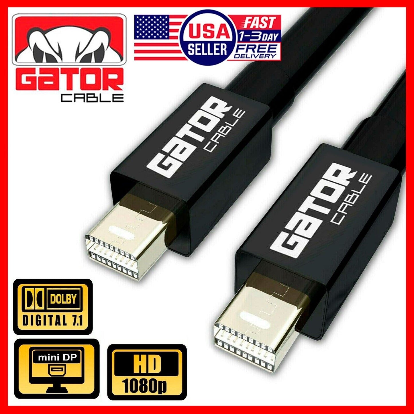 Mini DisplayPort to Mini DisplayPort Cable Audio Video Data HD Thunderbolt 6FT