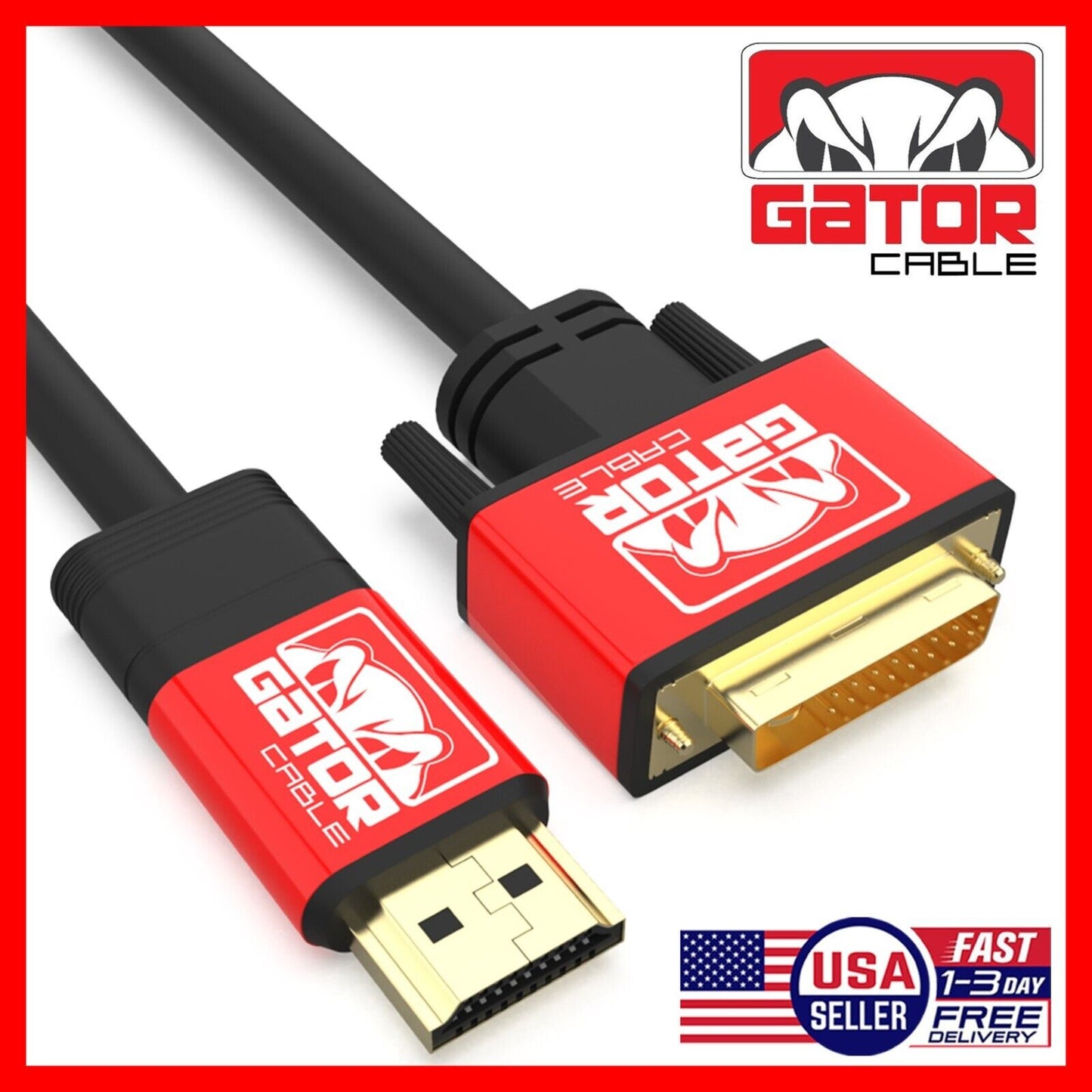 DVI-D 24+1 to HDMI Dual Link Cable Male Gold HDTV PC 1080P Display Adaptor 6FT