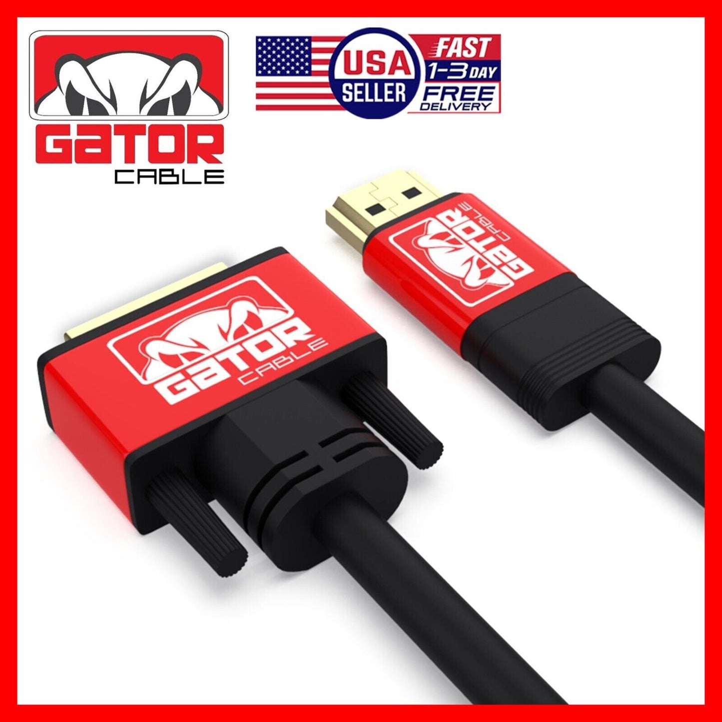 DVI-D 24+1 to HDMI Dual Link Cable Male Gold HDTV PC 1080P Display Adaptor 6FT