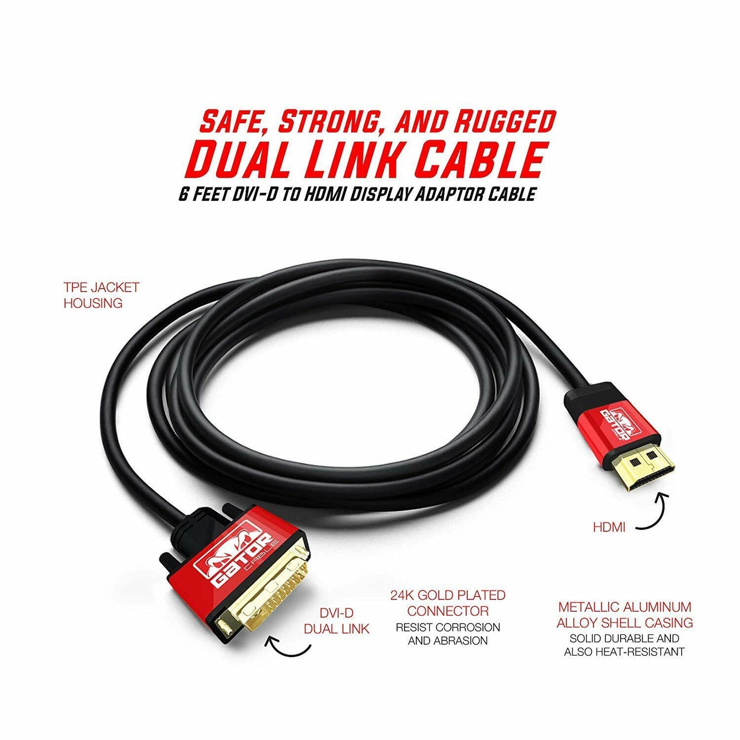 DVI-D 24+1 to HDMI Dual Link Cable Male Gold HDTV PC 1080P Display Adaptor 6FT