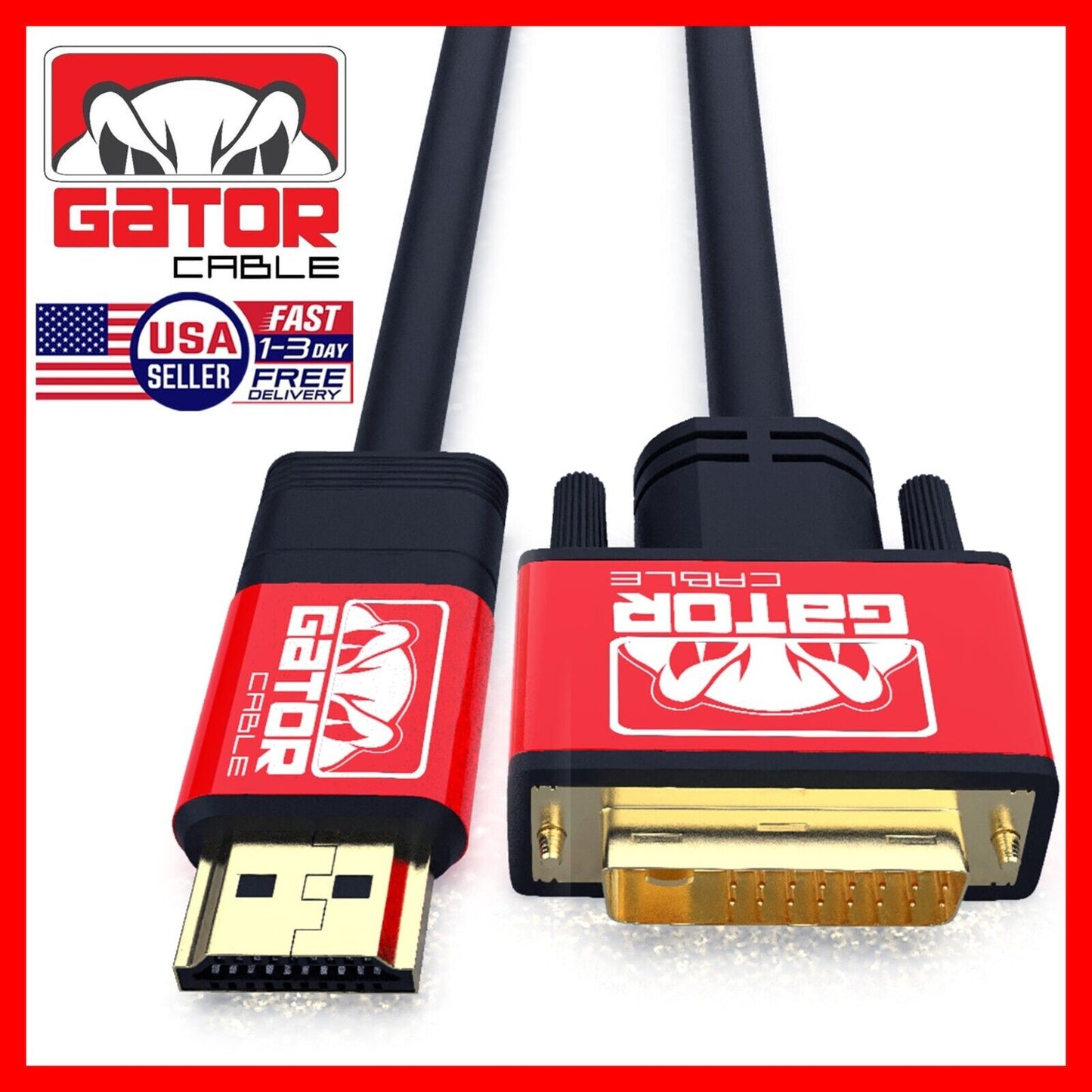 DVI-D 24+1 to HDMI Dual Link Cable Male Gold HDTV PC 1080P Display Adaptor 6FT