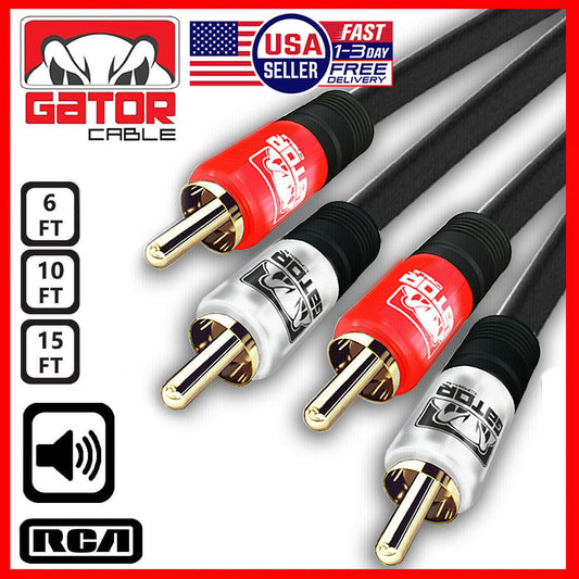 2RCA to 2RCA Male Stereo Audio Patch Coaxial Cable Cord L/R Gold Plated Plug