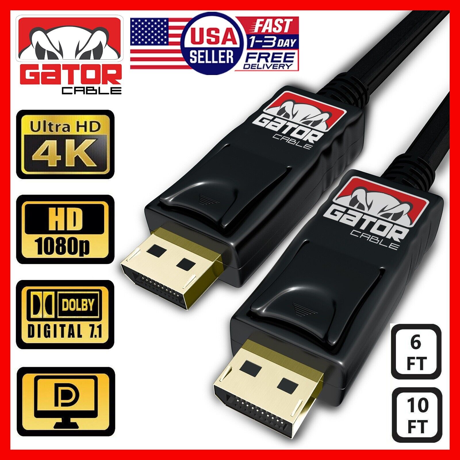Display Port to Display Port Cable DP to DP 4K 60Hz High Speed UHD Vid ...