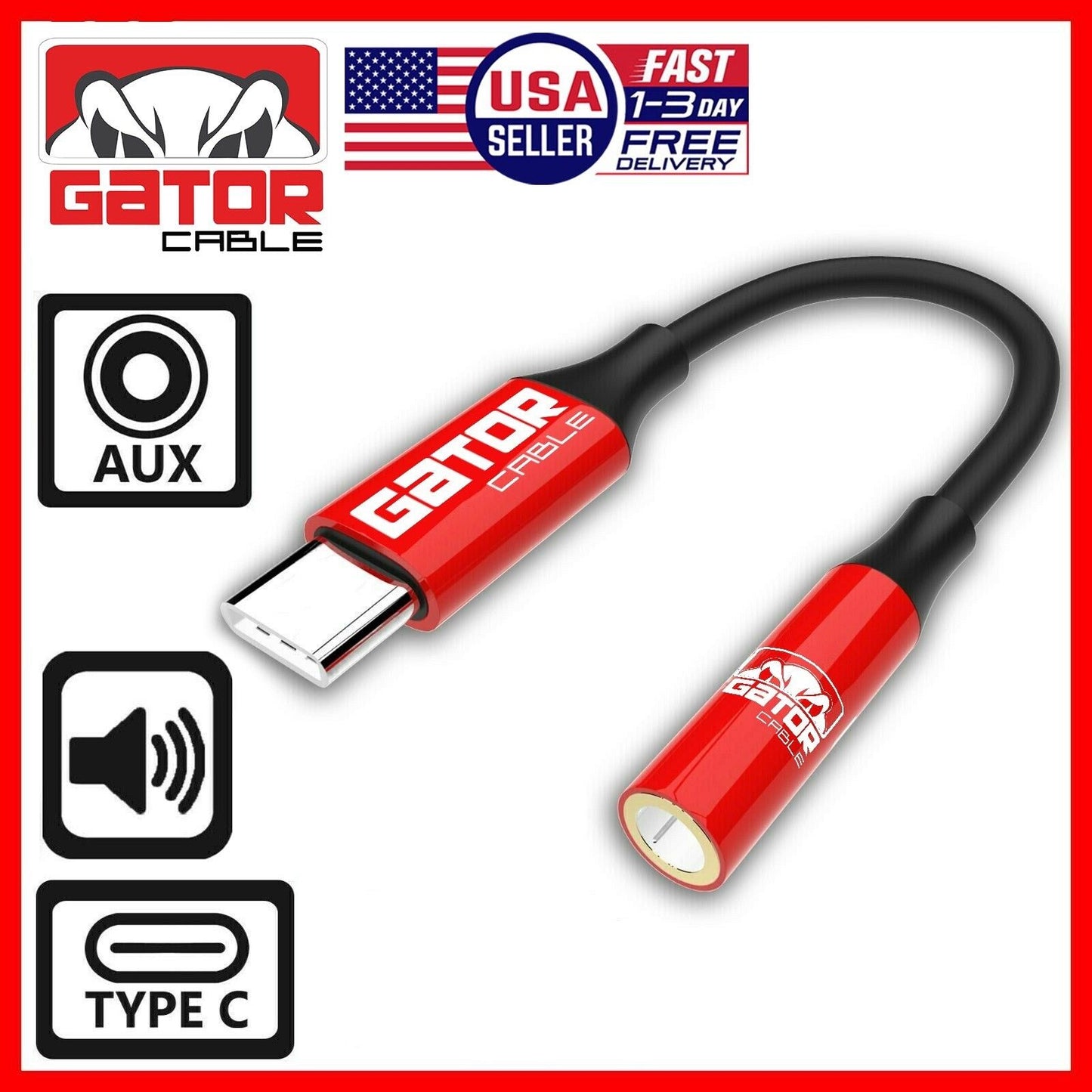 USB-C to AUX 3.5mm Audio Adapter Jack For Earphones Headphones Mobile Phone