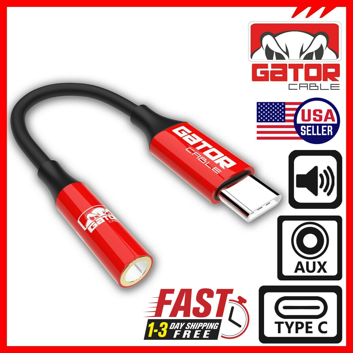 USB-C to AUX 3.5mm Audio Adapter Jack For Earphones Headphones Mobile Phone
