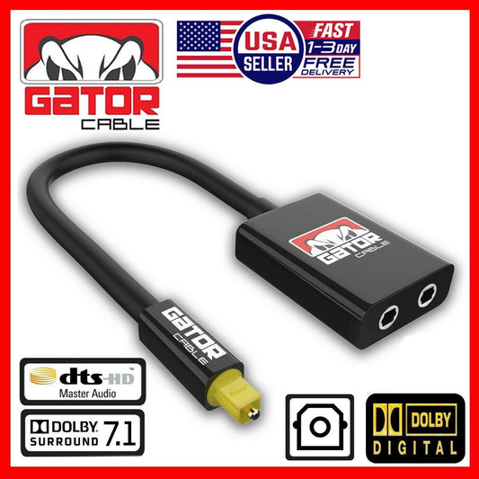 Dual Port Toslink Digital Fiber Optical Adapter Splitter Audio Cable 1 In 2 Out