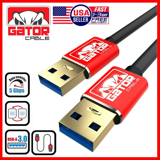 USB 3.0 A Male to A Male Cable Data Transfer Super Speed Power Charger Metal 6FT