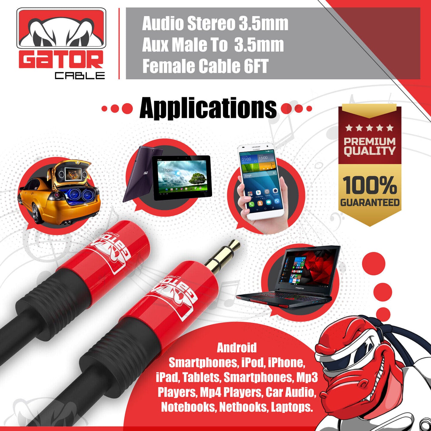 AUX 3.5mm Extension Cable Male to Female Adapter Stereo Audio Headphone Cord 6FT