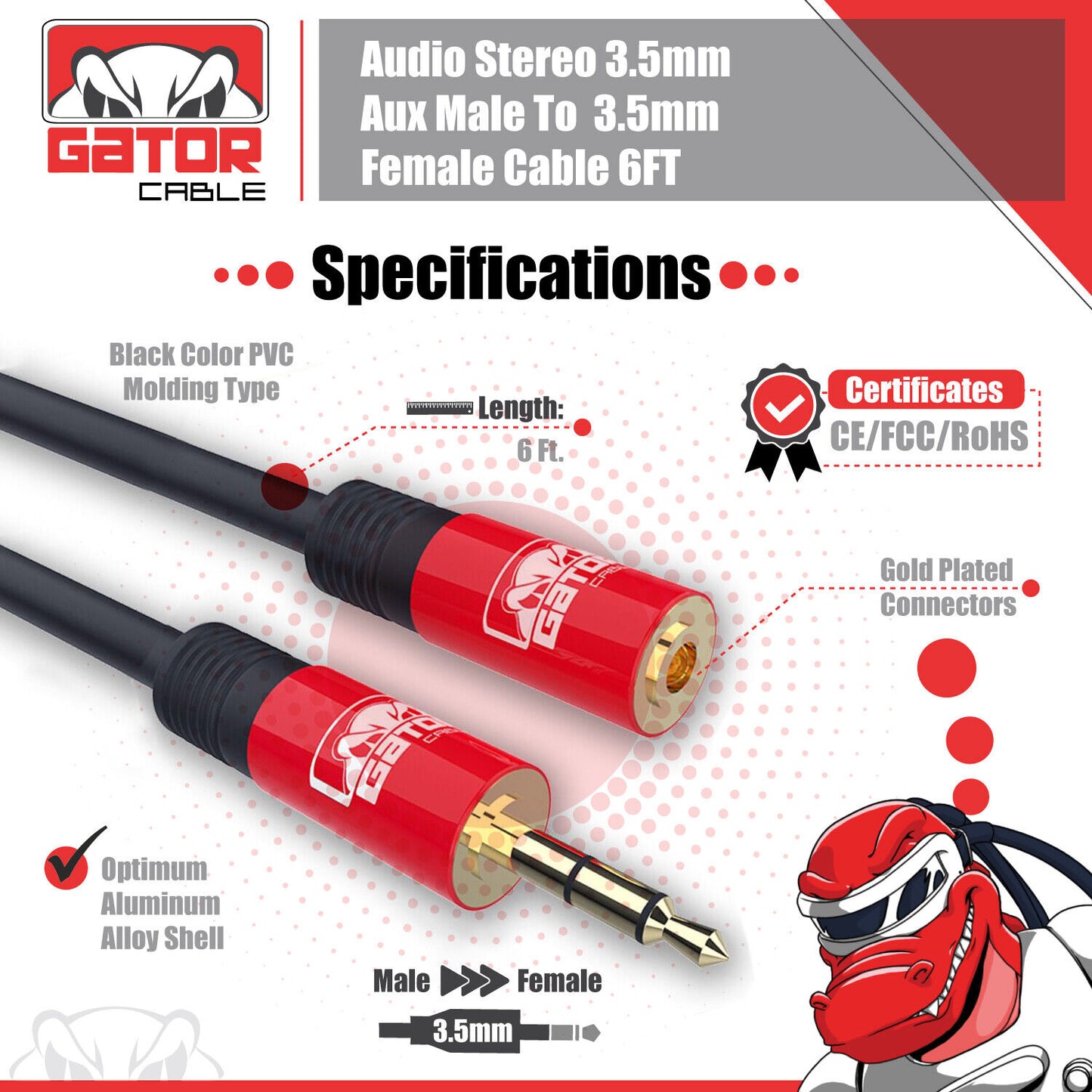 AUX 3.5mm Extension Cable Male to Female Adapter Stereo Audio Headphone Cord 6FT