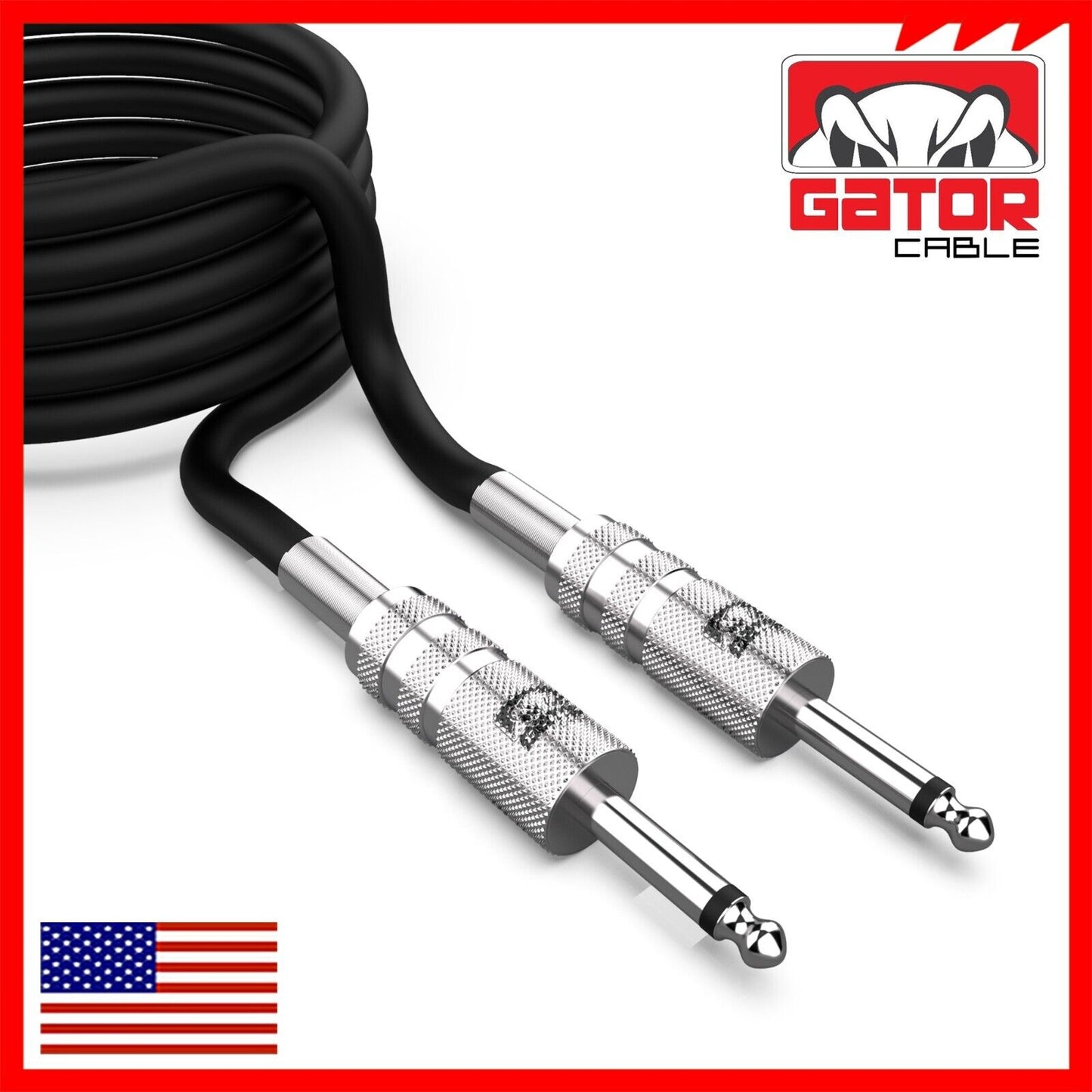 1/4” to 1/4” Male Mono Plug Cable Wire Cord Guitar Bass Instrument DJ Mixer