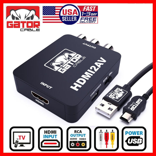 HDMI to RCA AV HD Converter Adapter Composite Cable CVBS 3-RCA Audio Video 1080P