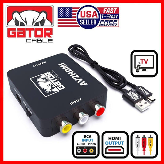 RCA AV to HDMI HD Converter Adapter Composite 3RCA CVBS Audio Video Wii NES SNES