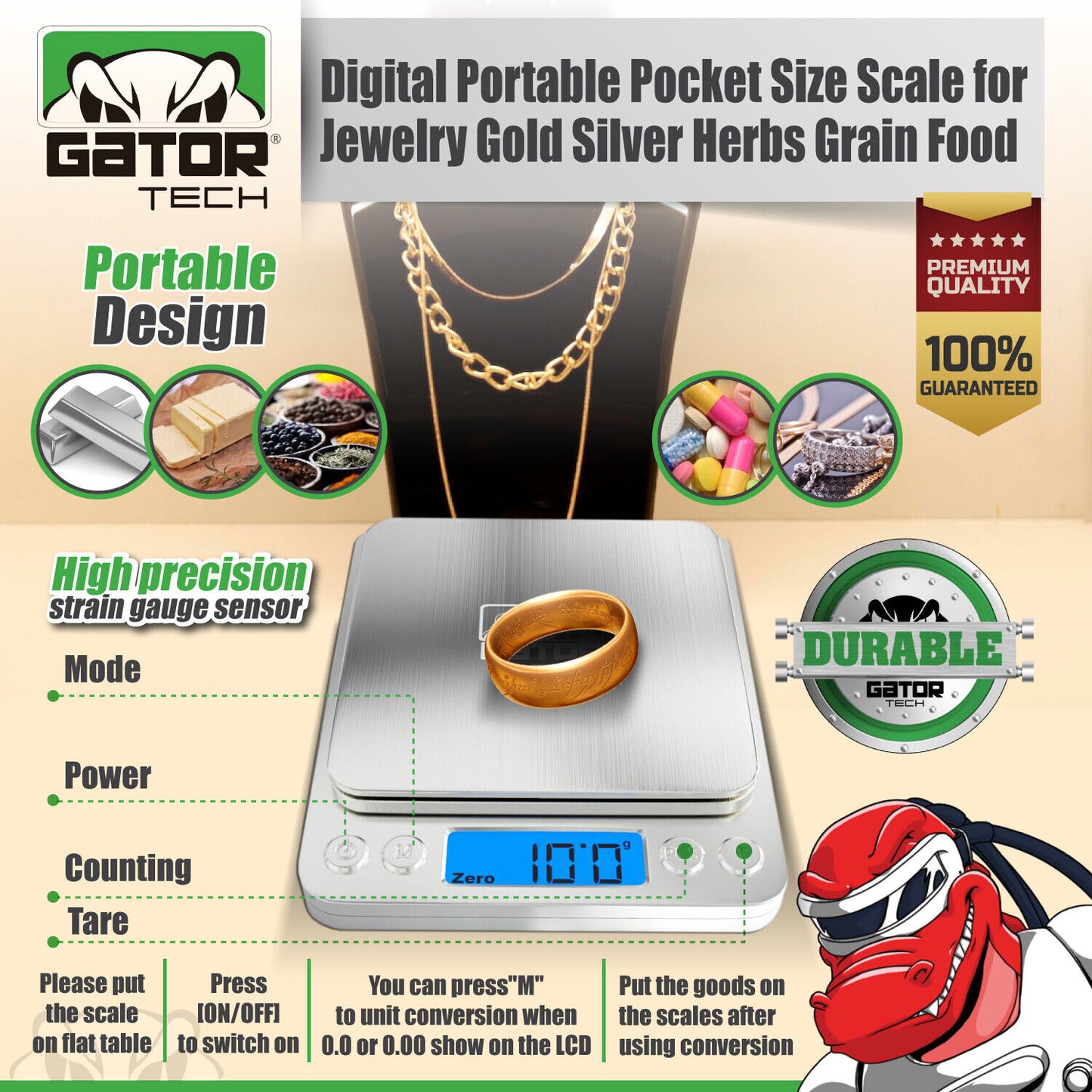 Digital Weight Scale Kitchen Jewelry Gold Grain Food MiniSize Gram 2000g x 0.1g