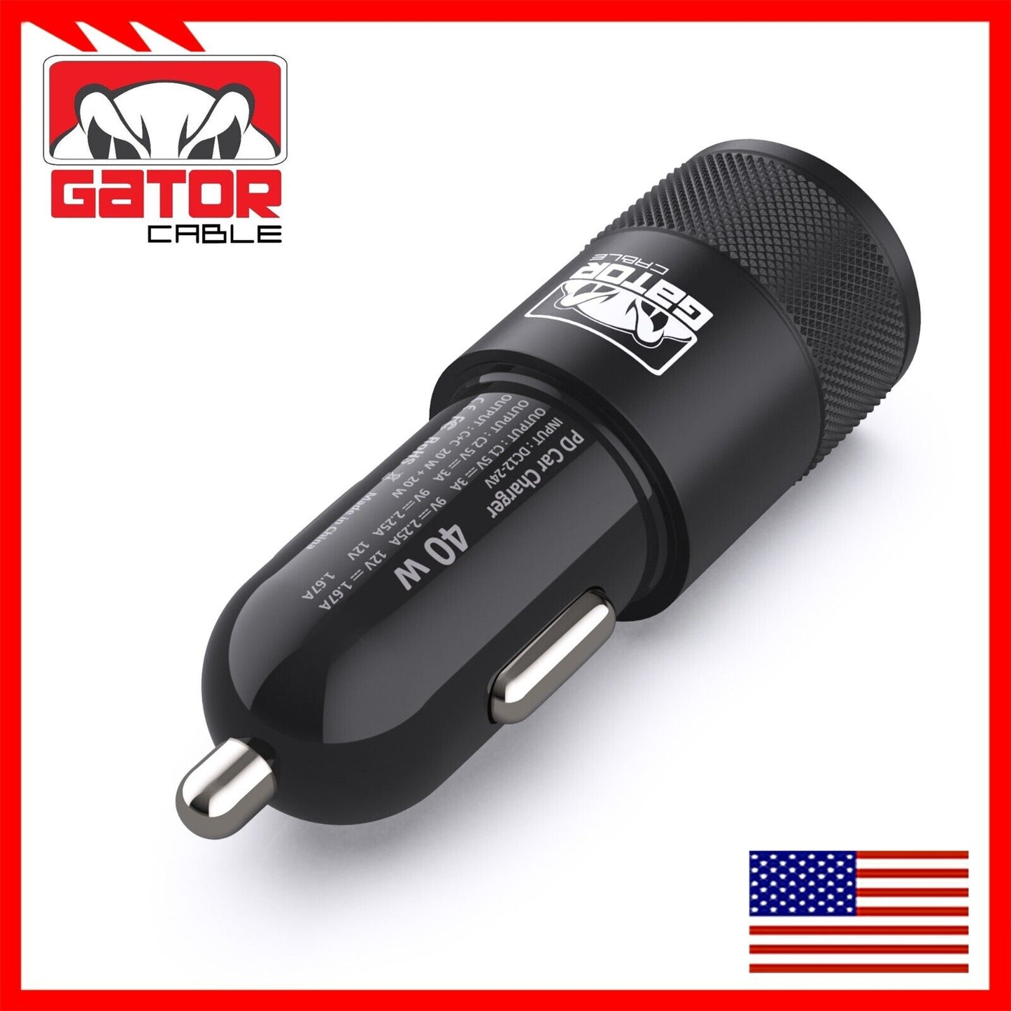 USB-C PD Car Charger 40W 3.1A Fast Charge Dual 2 Port Adapter for Samsung iPhone