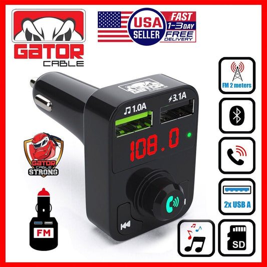 Car Bluetooth FM Radio Transmitter Wireless Adapter 2USB Charger AUX Hands Free