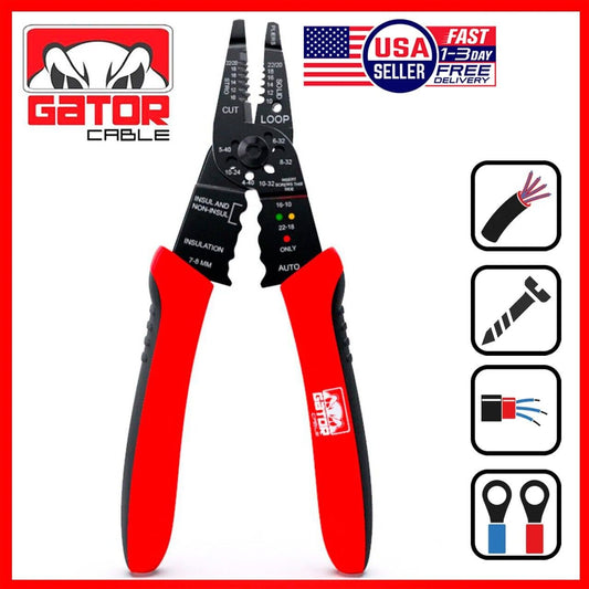 Wire Cable Screws Stripper Cutter Crimper Shearer Snipper Pliers Grip Multi-Tool