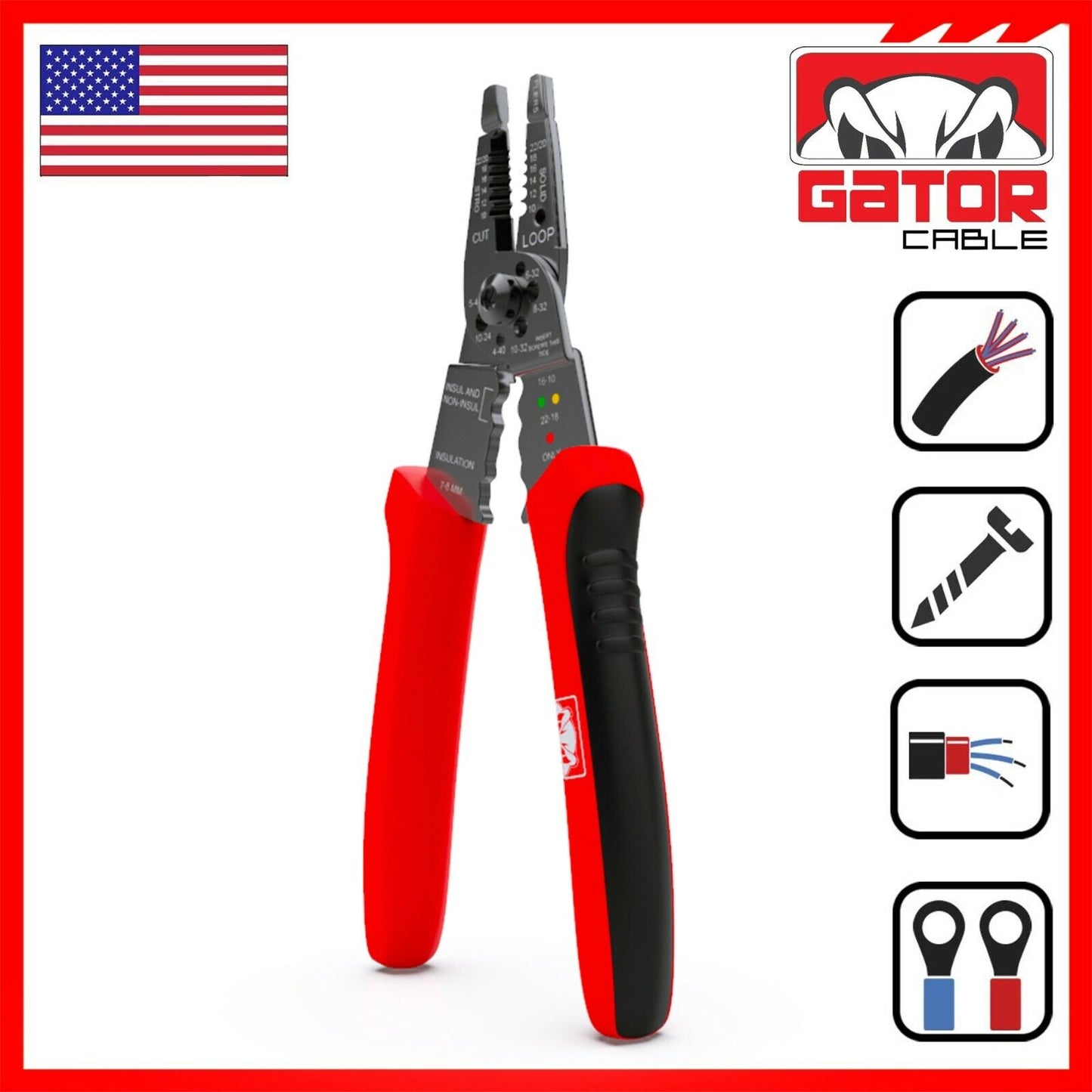 Wire Cable Screws Stripper Cutter Crimper Shearer Snipper Pliers Grip Multi-Tool