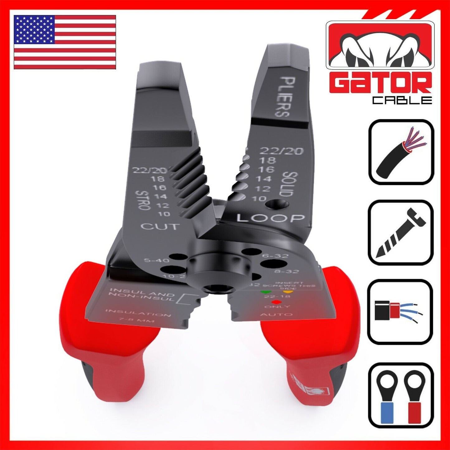 Wire Cable Screws Stripper Cutter Crimper Shearer Snipper Pliers Grip Multi-Tool