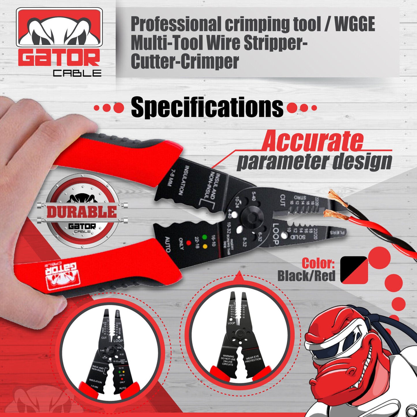 Wire Cable Screws Stripper Cutter Crimper Shearer Snipper Pliers Grip Multi-Tool
