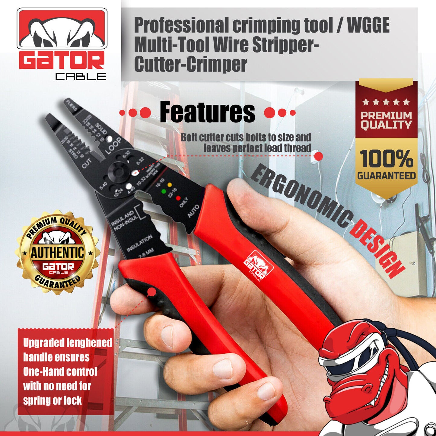 Wire Cable Screws Stripper Cutter Crimper Shearer Snipper Pliers Grip Multi-Tool