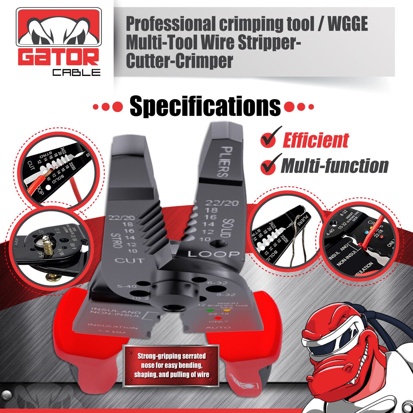 Wire Cable Screws Stripper Cutter Crimper Shearer Snipper Pliers Grip Multi-Tool