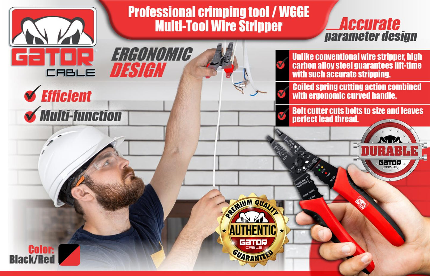 Wire Cable Screws Stripper Cutter Crimper Shearer Snipper Pliers Grip Multi-Tool